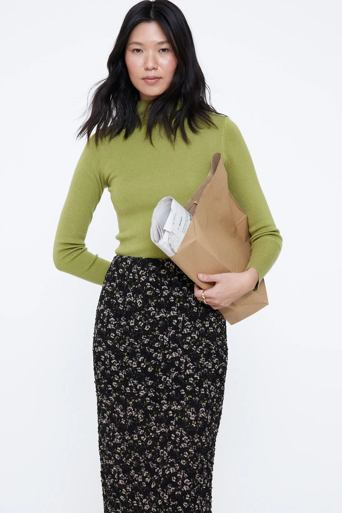 Top cuello alto verde