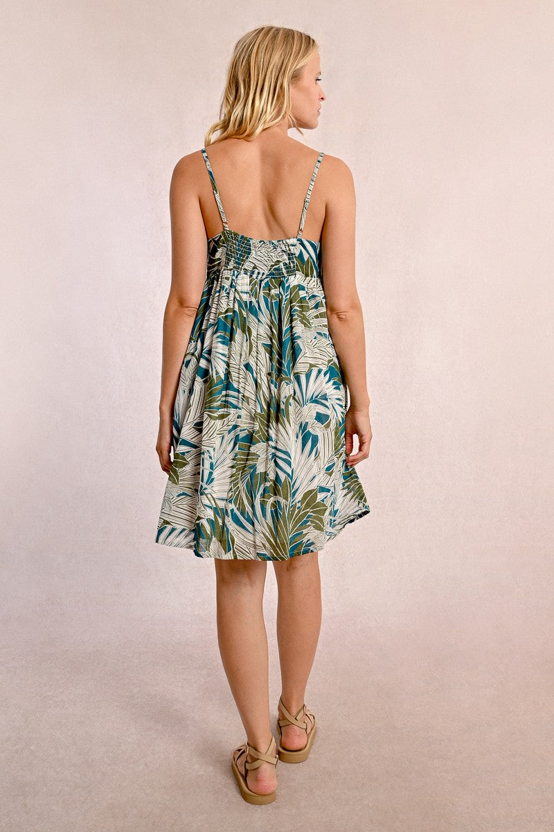 Vestido corto de tirantes con estampado