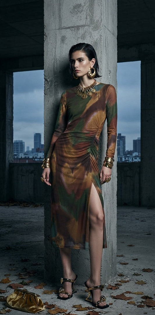 Vestido mesh "camuflaje"
