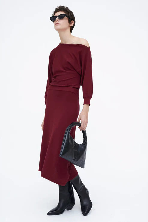Falda Midi Burgundy