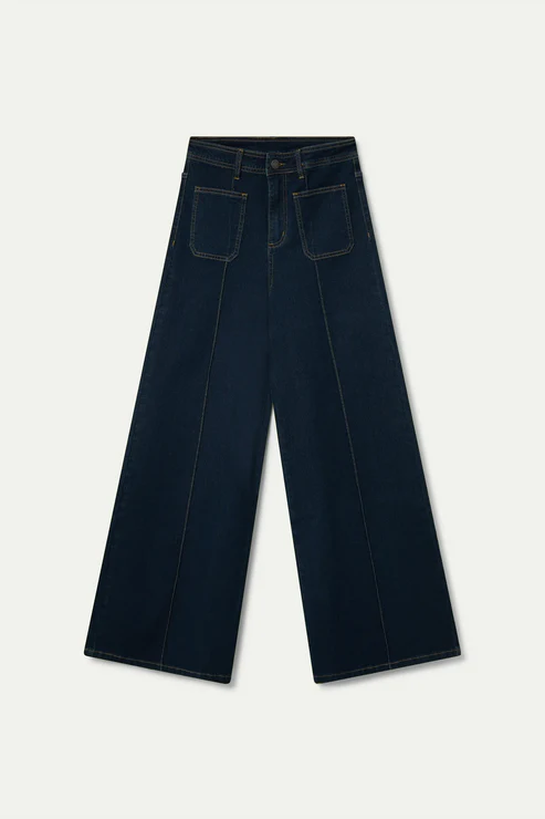 Pantalón vaquero azul tiro alto