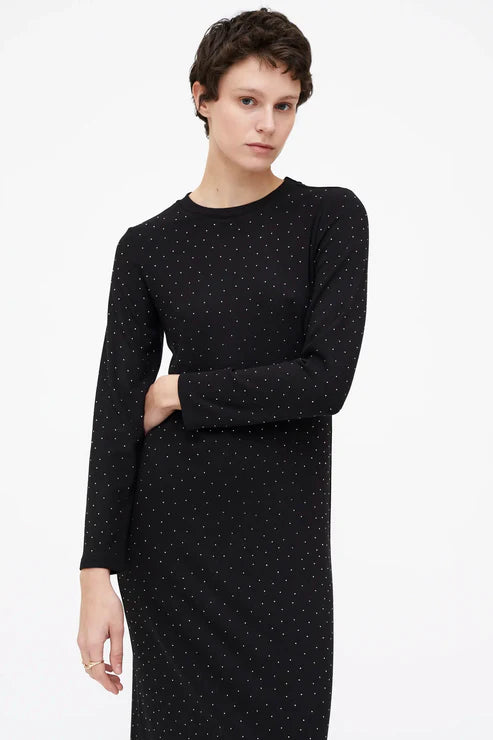 Vestido Midi negro con detalle plateado