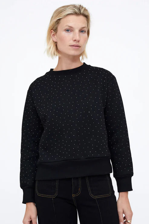 Sudadera negra con strass plateado