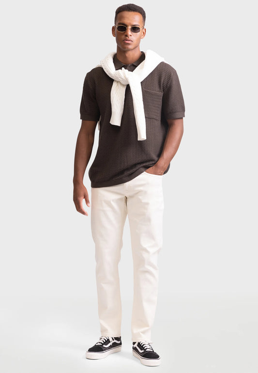 FERNANDO BOXY FIT - Polo - turkish coffee