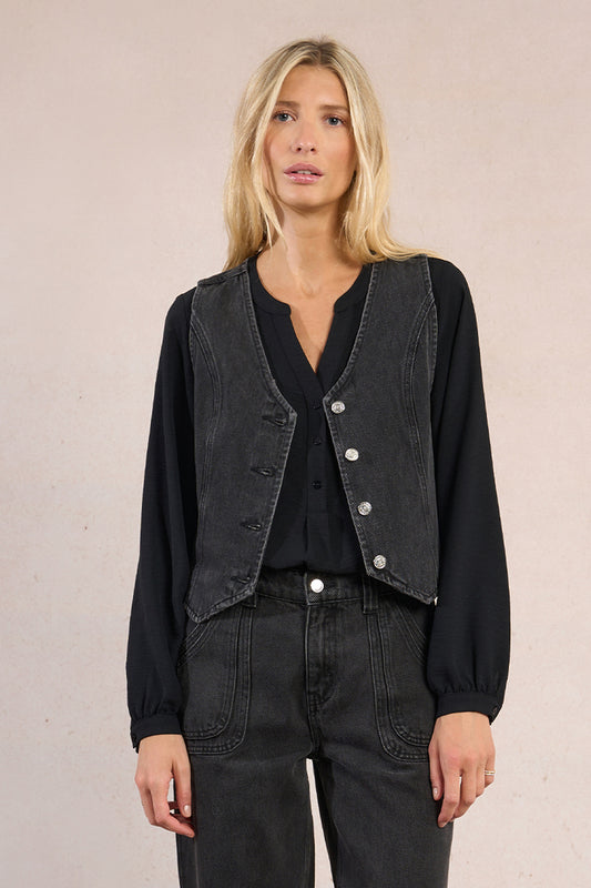 CHALECO DENIM NEGRO