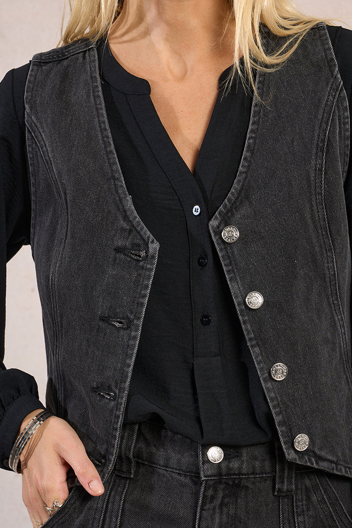 CHALECO DENIM NEGRO