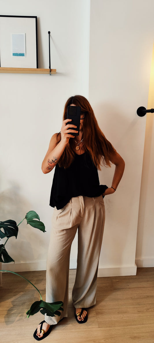 Top de lino negro