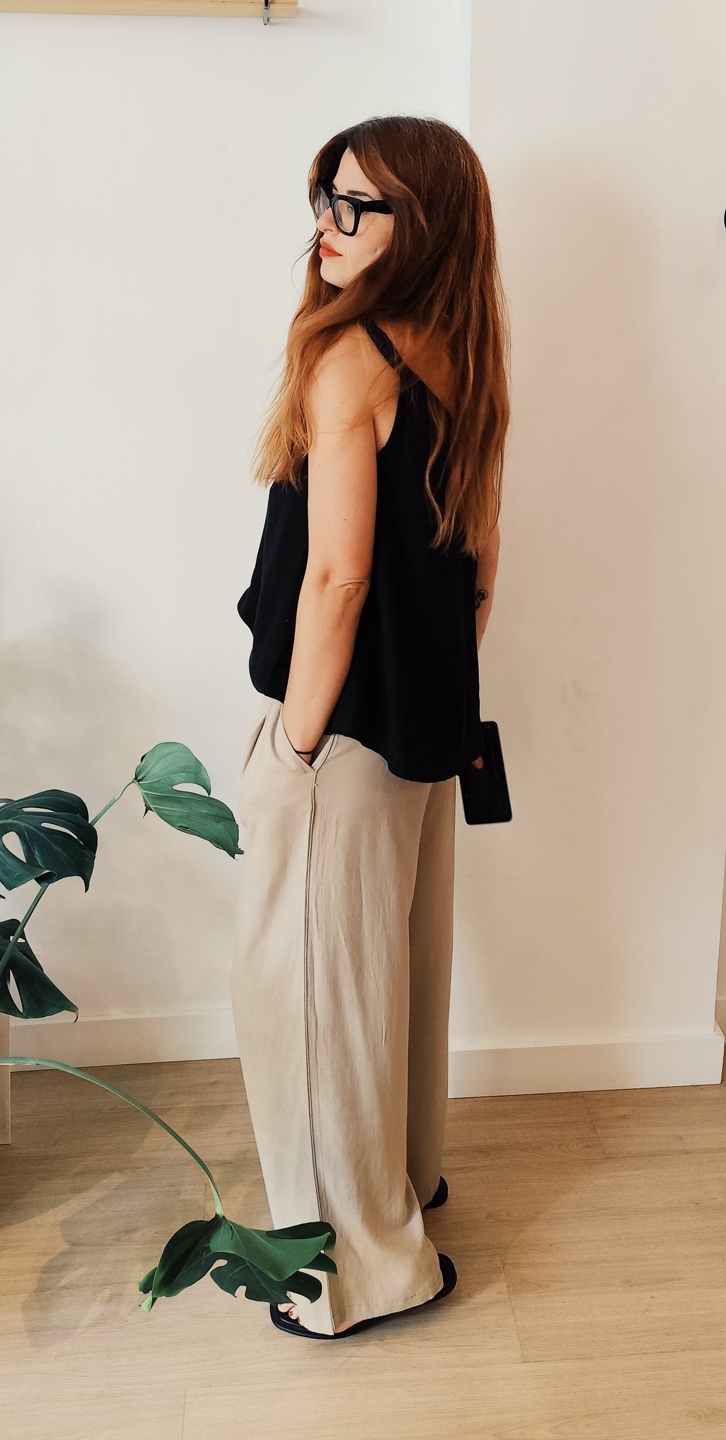 Top de lino negro