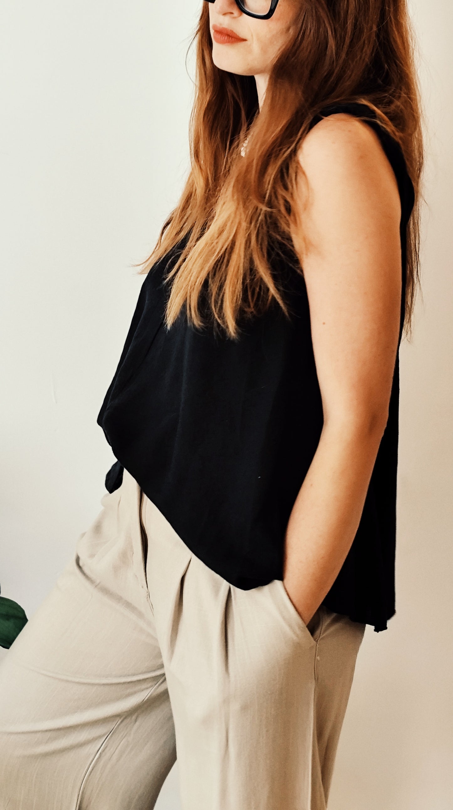 Top de lino negro