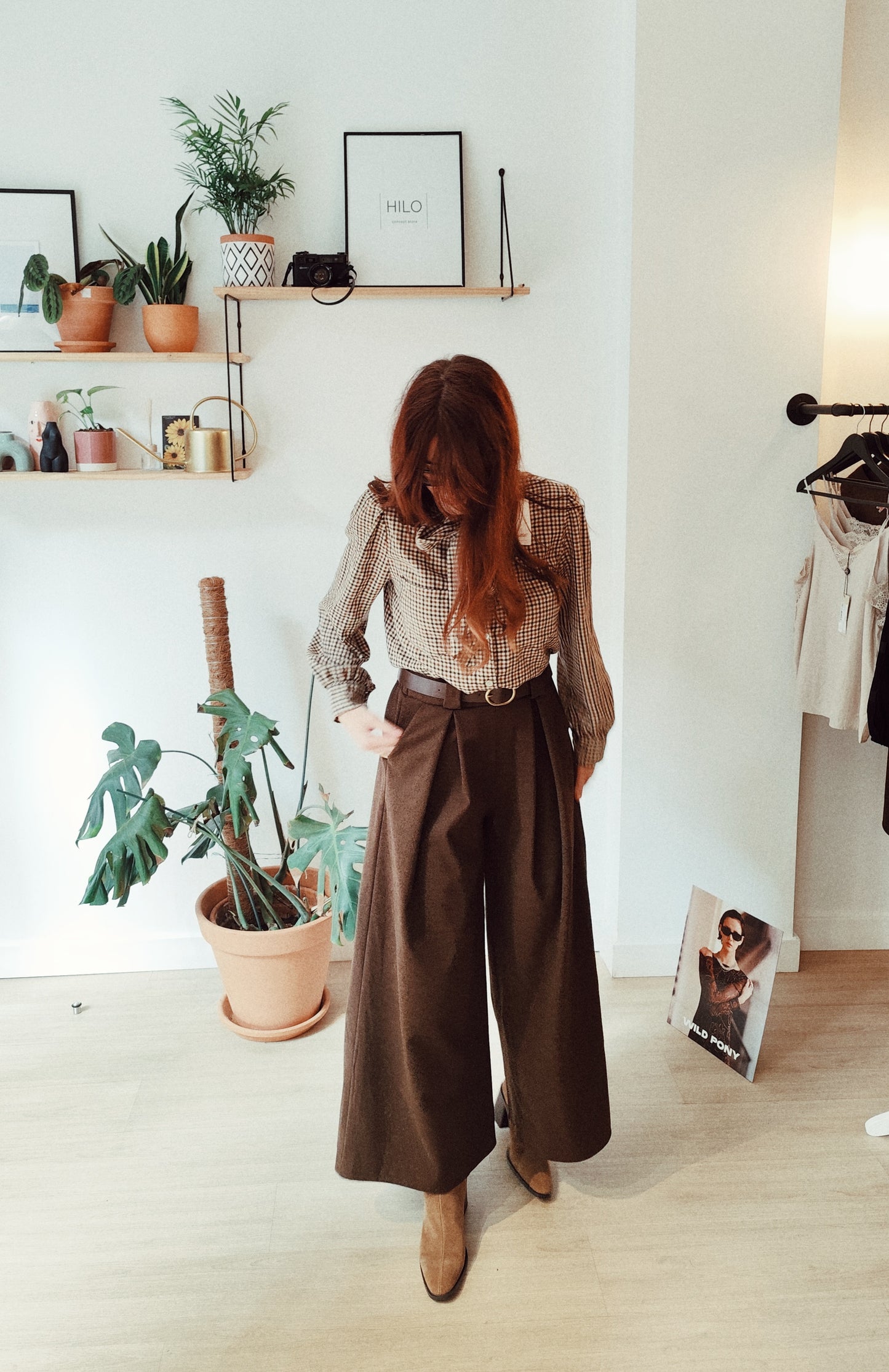 Pantalón wide leg lana suave