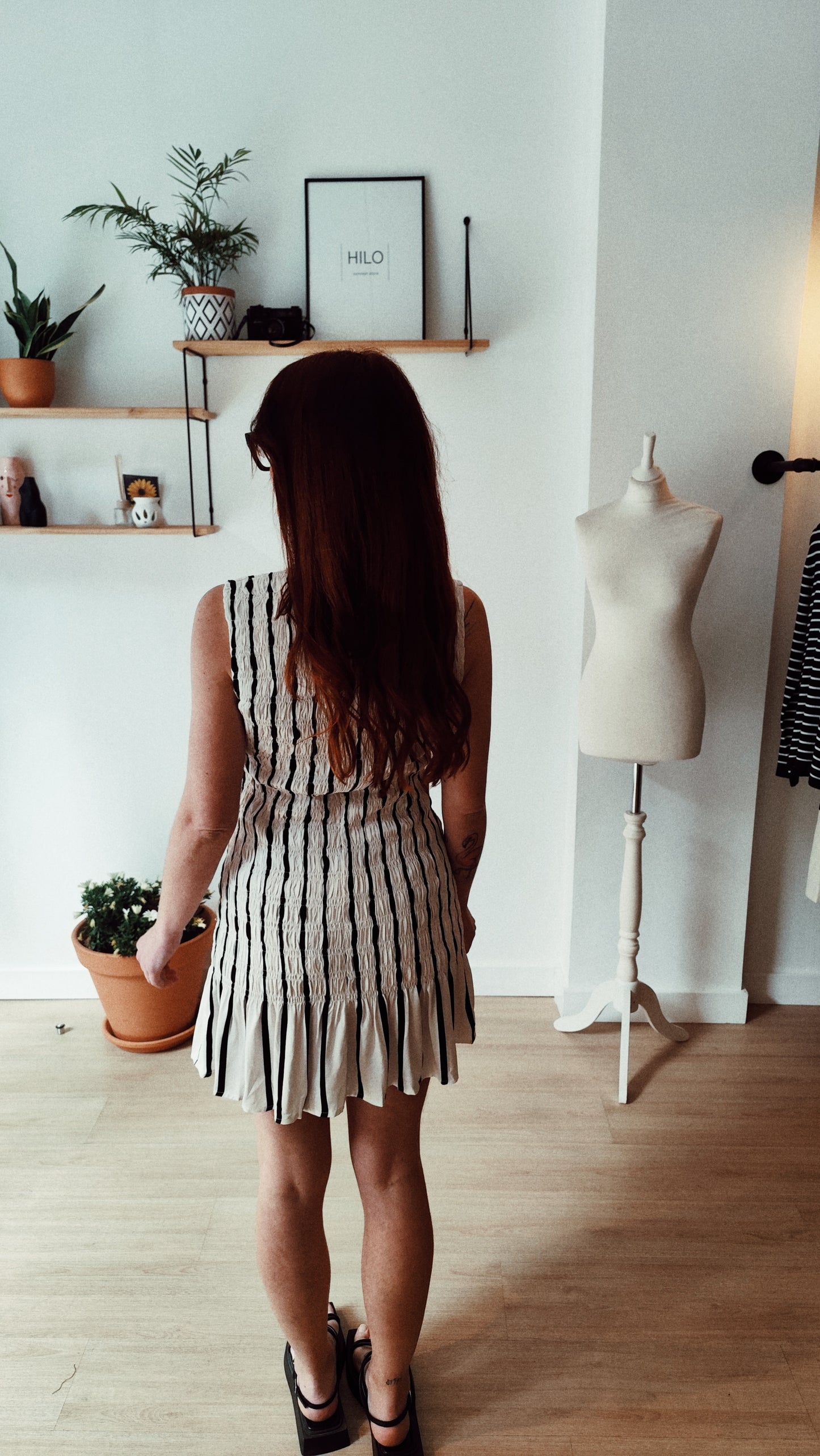 Vestido corto con estampado Grimaud White