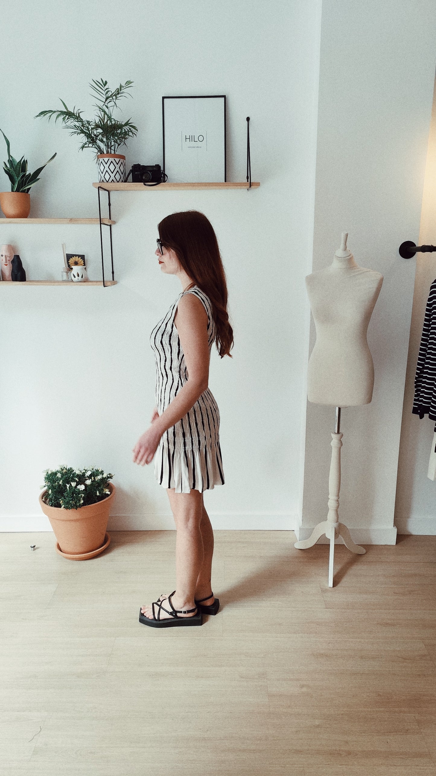 Vestido corto con estampado Grimaud White