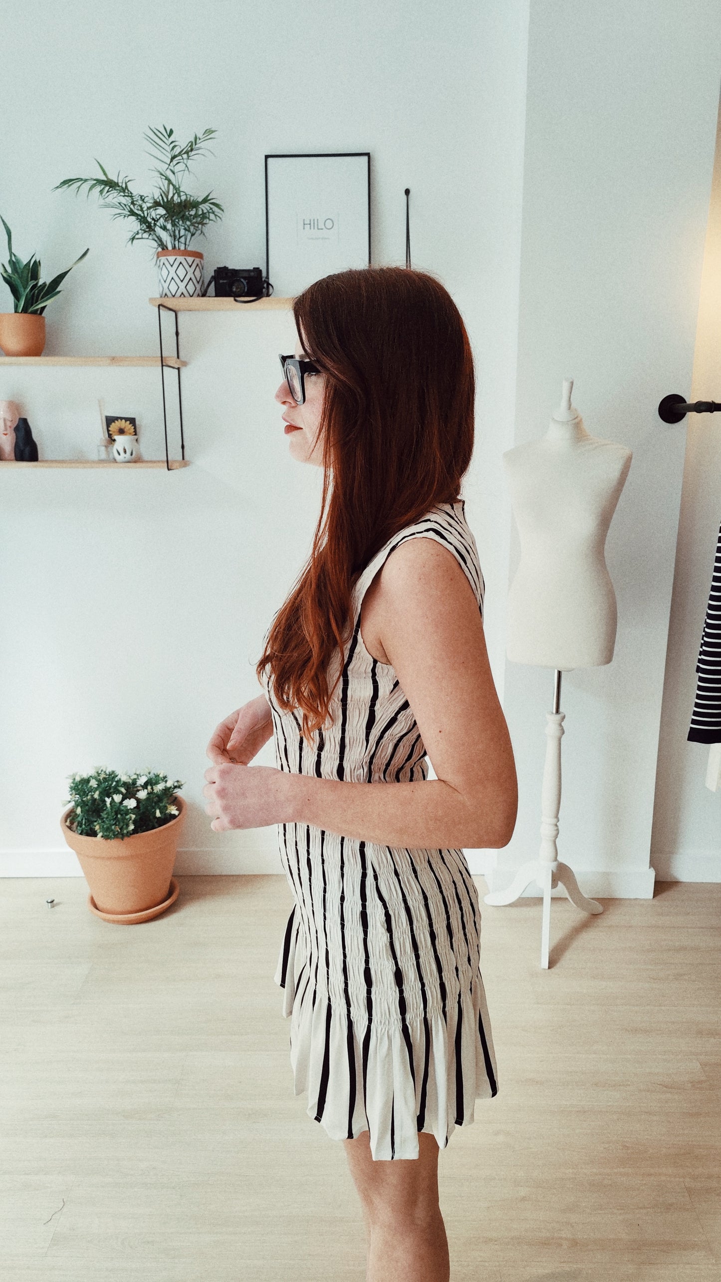 Vestido corto con estampado Grimaud White