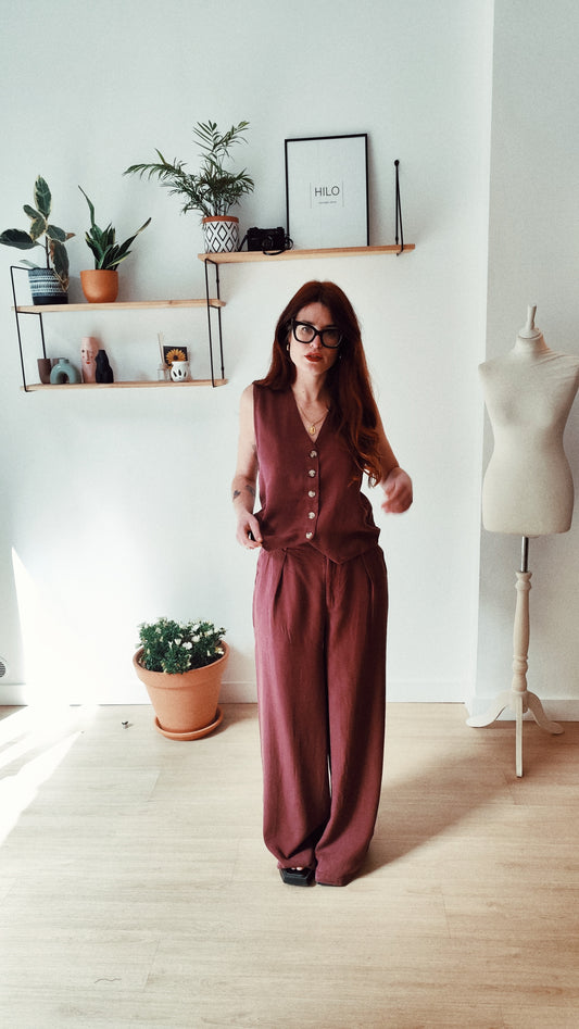 Pantalón wide leg marrón