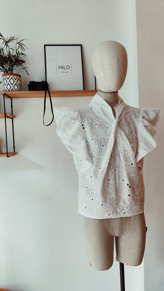 Blusa Blanca Broderie Elda — Zíngara & Contrabandista (última unidad)