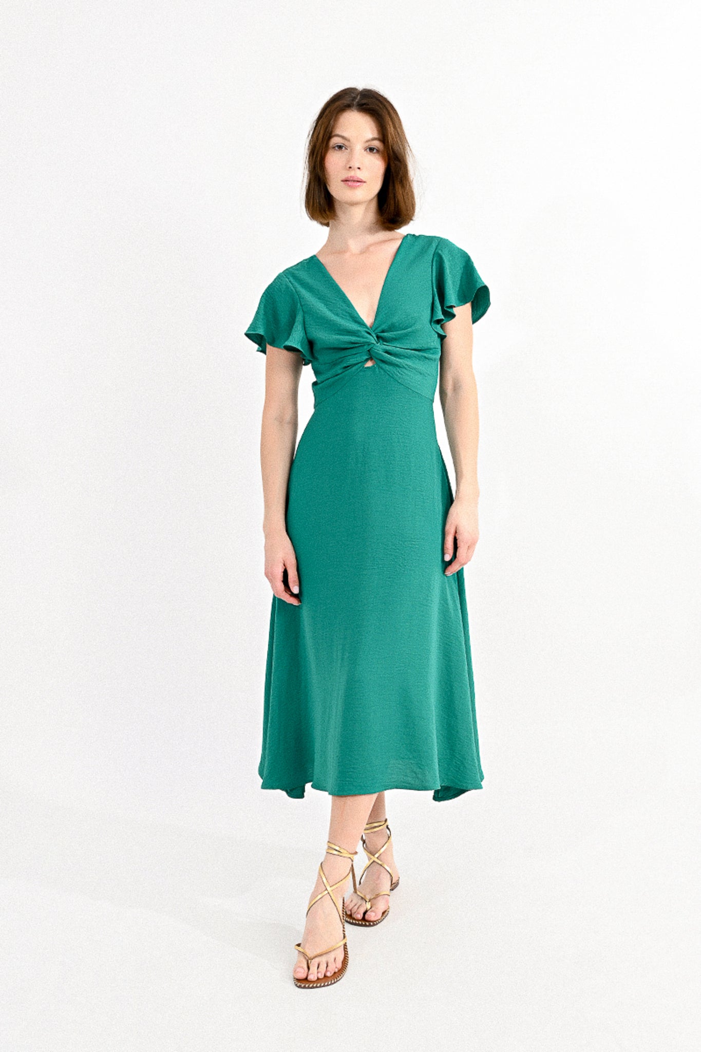 VESTIDO DRAPEADO VERDE