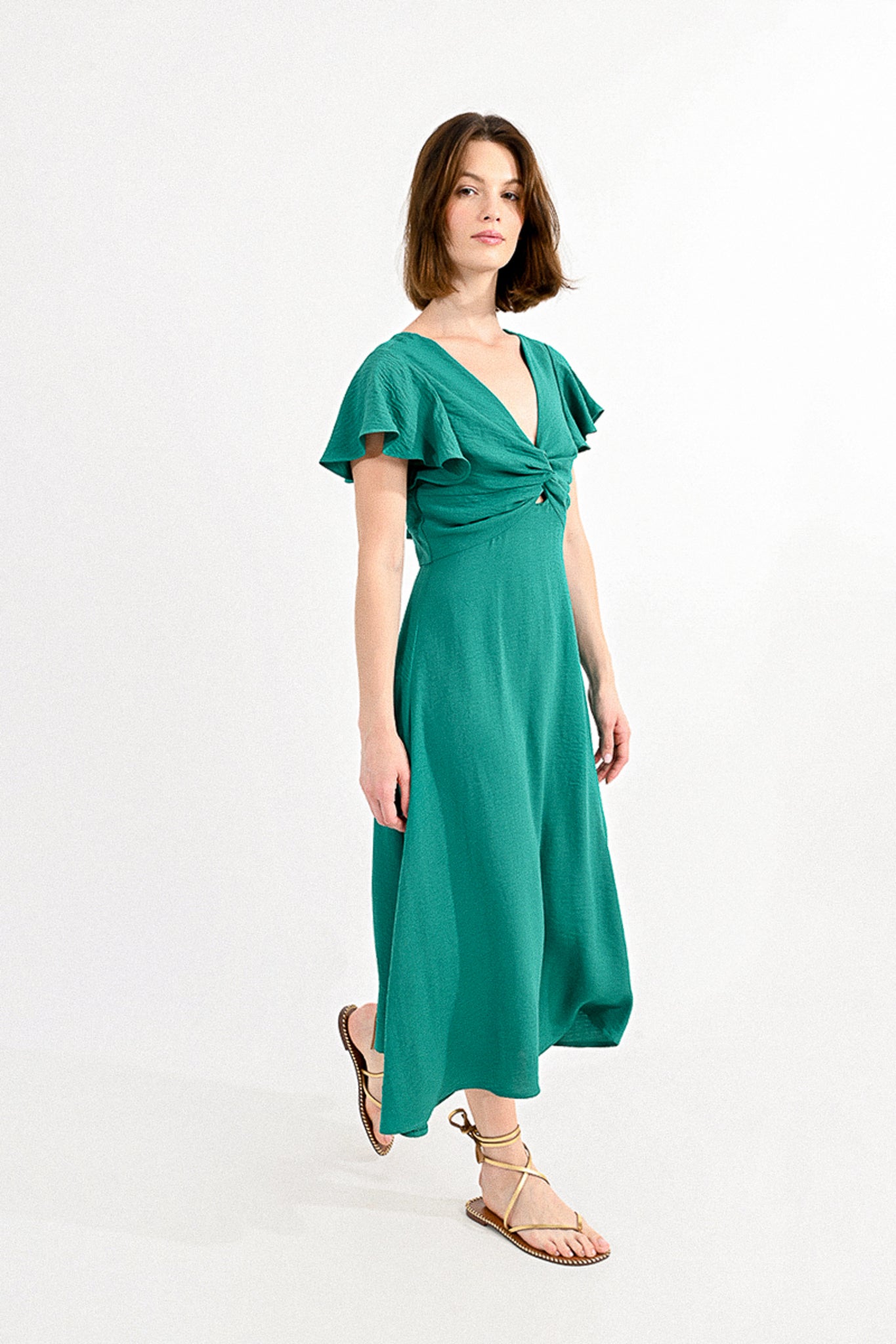 VESTIDO DRAPEADO VERDE