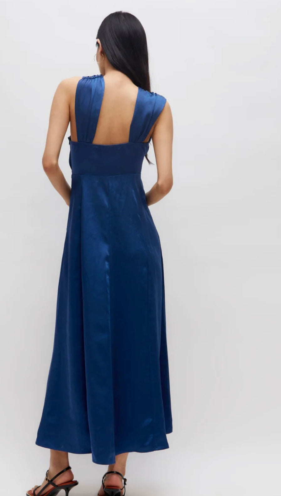 VESTIDO MIDI ASIMETRICO AZUL