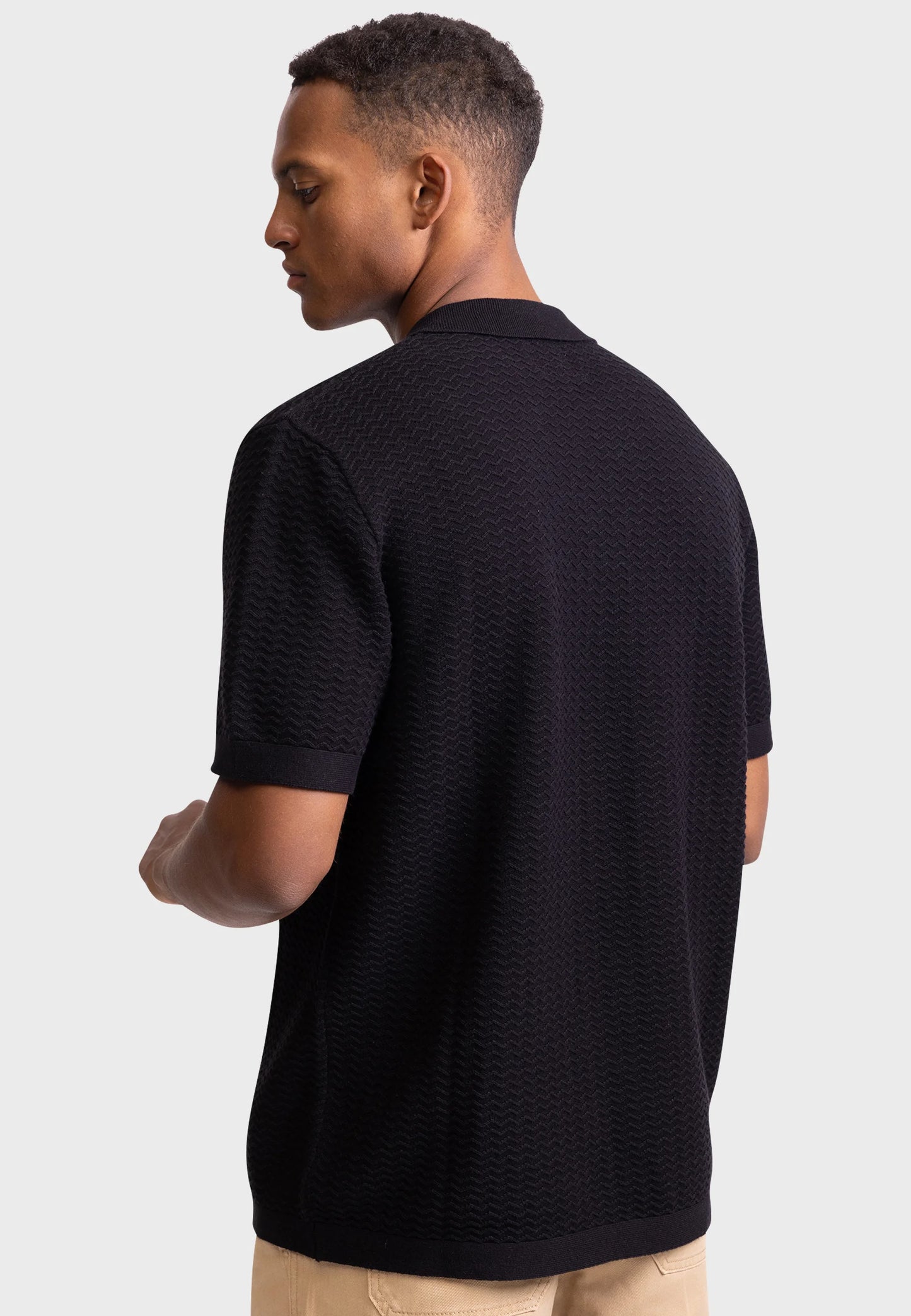 FERNANDO BOXY FIT - Polo - black