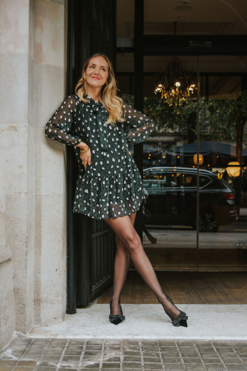 Vestido print leopardo verde